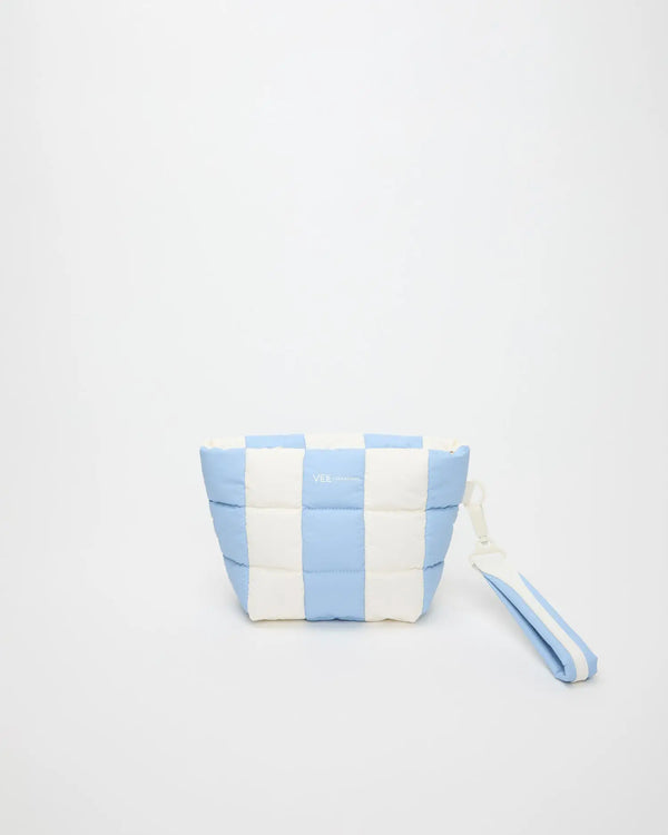 Porter Clutch Cerulean - Marshmallow Stripes by VEE COLLECTIVE
