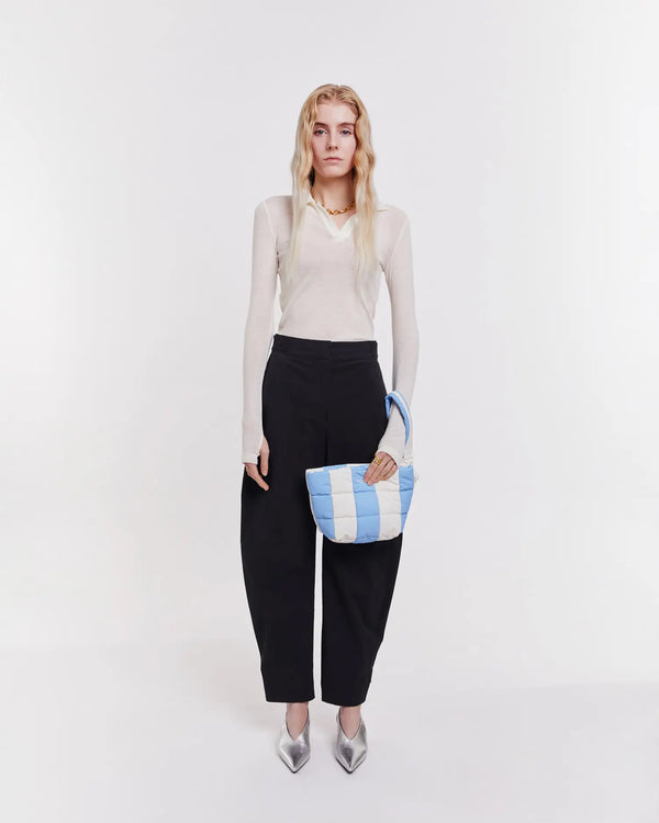 Porter Clutch Cerulean - Marshmallow Stripes by VEE COLLECTIVE
