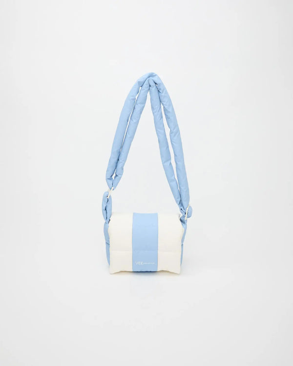 Porter Messenger Mini Cerulean - Marshmallow Stripes by VEE COLLECTIVE