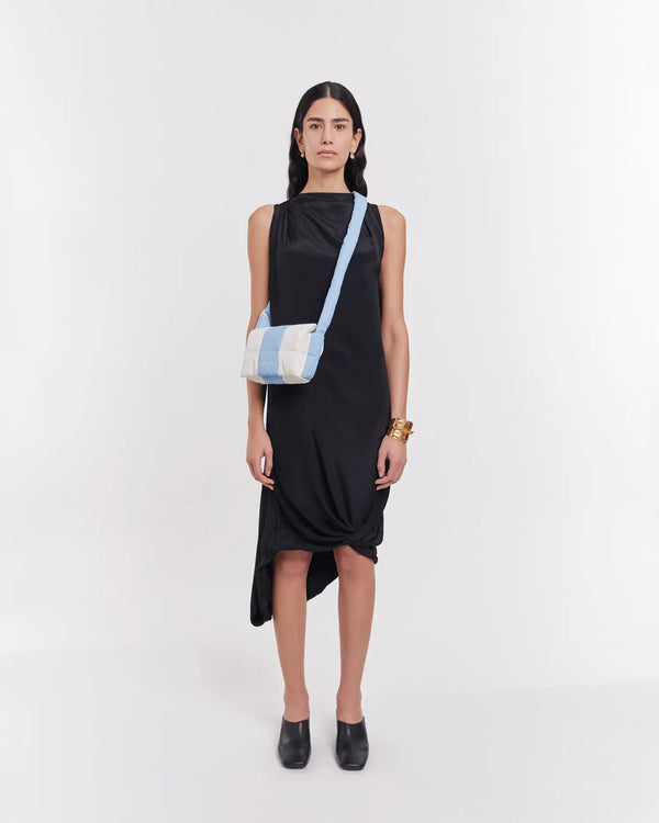 Porter Messenger Mini Cerulean - Marshmallow Stripes by VEE COLLECTIVE