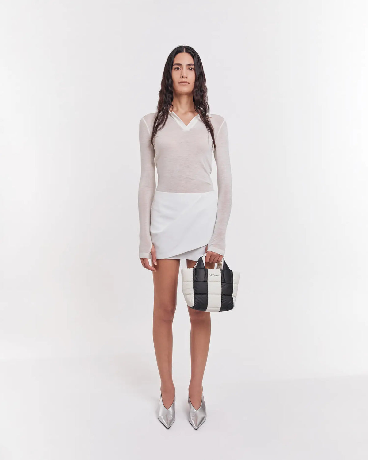 Porter Tote Mini Black Marshmallow Stripes