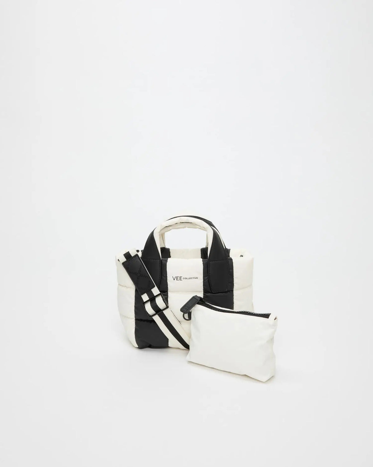Porter Tote Mini Black Marshmallow Stripes