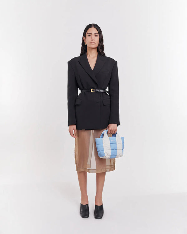 Porter Tote Mini Cerulean Marshmallow Stripes