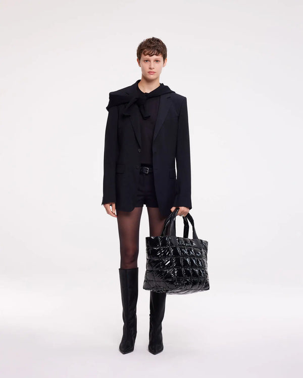 Porter Tote Medium Black Vinyl - VEE COLLECTIVE