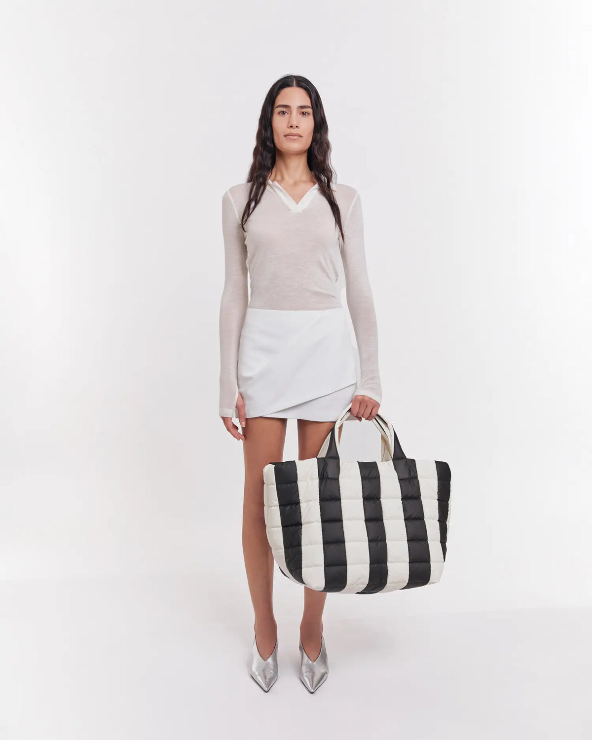 Porter Weekender Black - Marshmallow Stripes by VEE COLLECTIVE