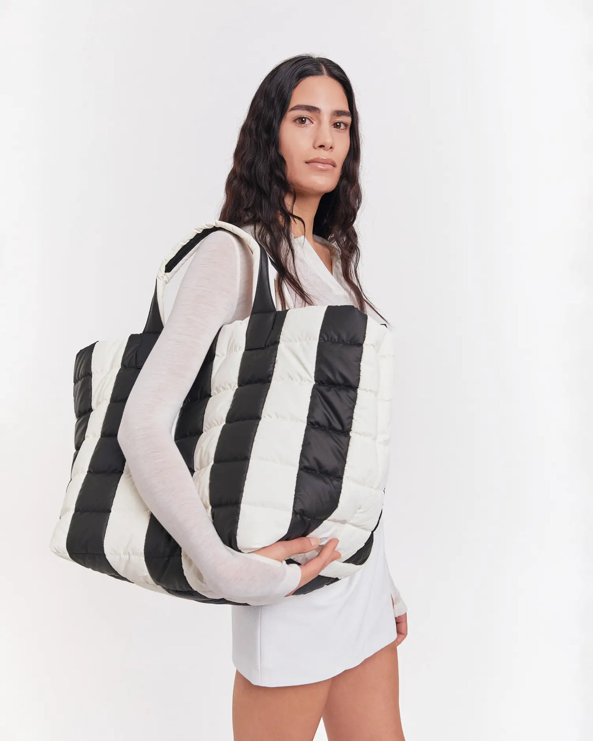 Porter Weekender Black - Marshmallow Stripes by VEE COLLECTIVE