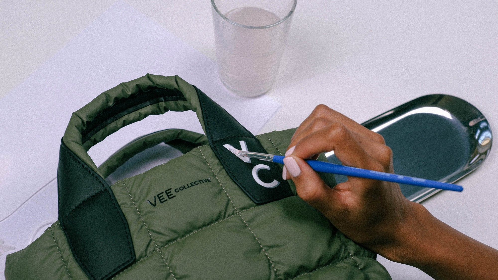 Personalized bag featuring monogrammed initials, adding a custom and stylish touch. Ideal for gifting or creating a unique everyday accessory.
