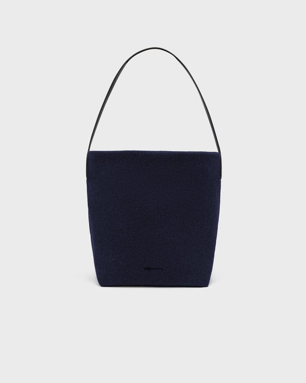 Essence Wool Vertical Tote Large Navy