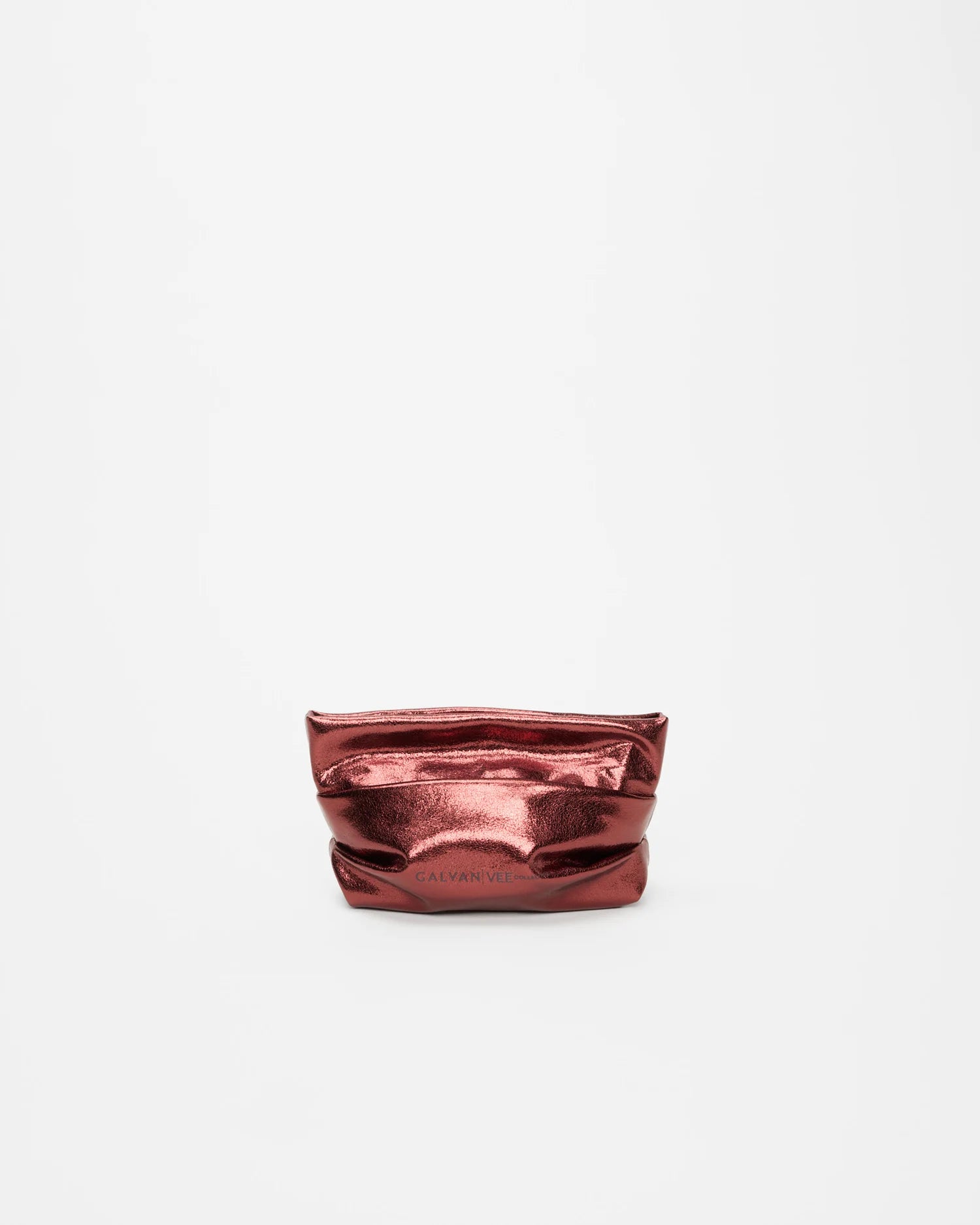 Front view product image of the Galvan x Vee Collective Evening Clutch Bag in mahogany metallic.