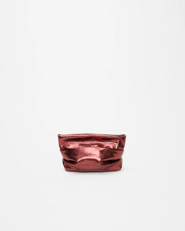 Front view product image of the Galvan x Vee Collective Evening Clutch Bag in mahogany metallic.