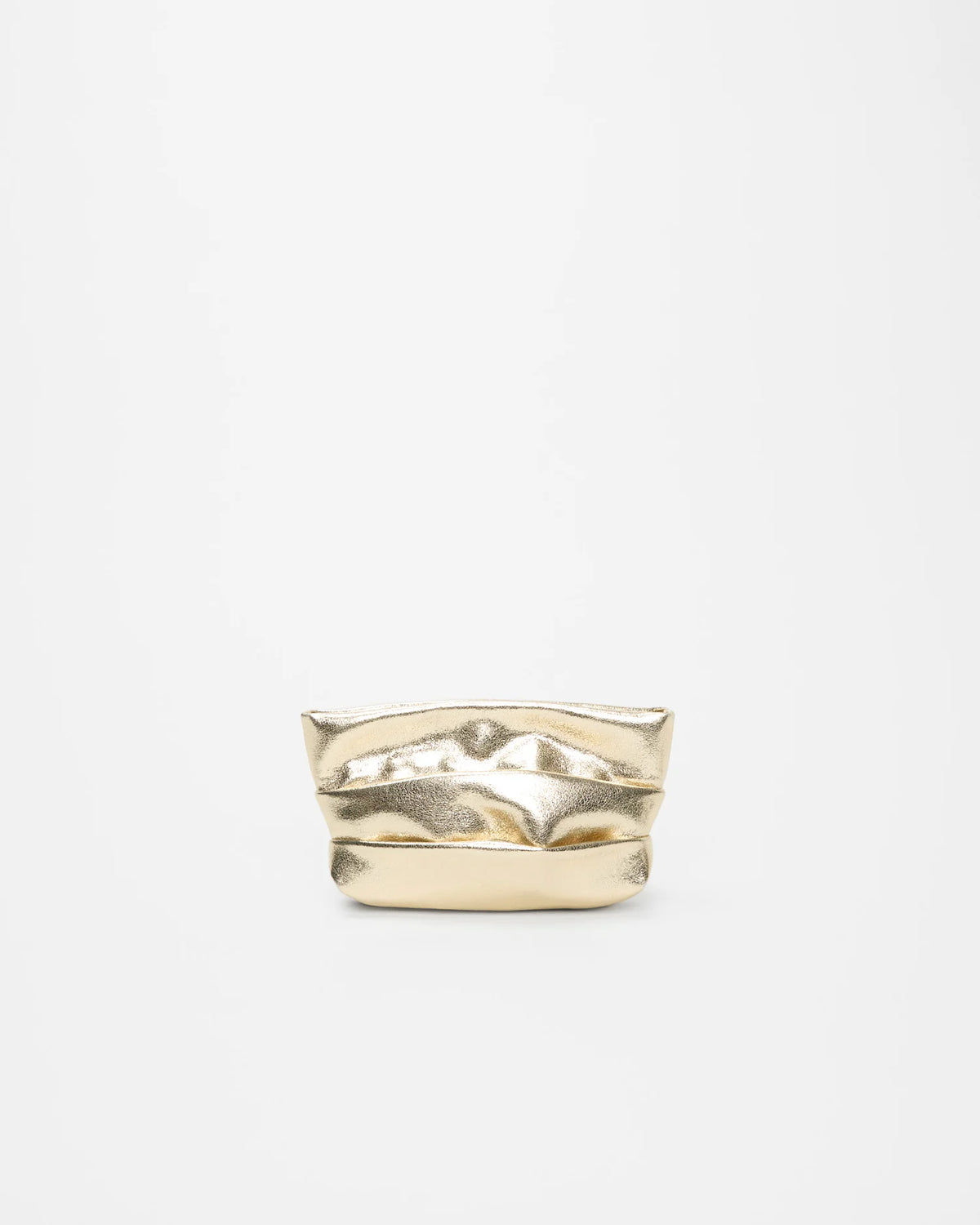 Front product shot of the Galvan x Vee Collective Evening Clutch Bag in silver metallic.