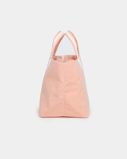 Essence Trench Medium Tote Vineta Blush pink bag with white handles from front