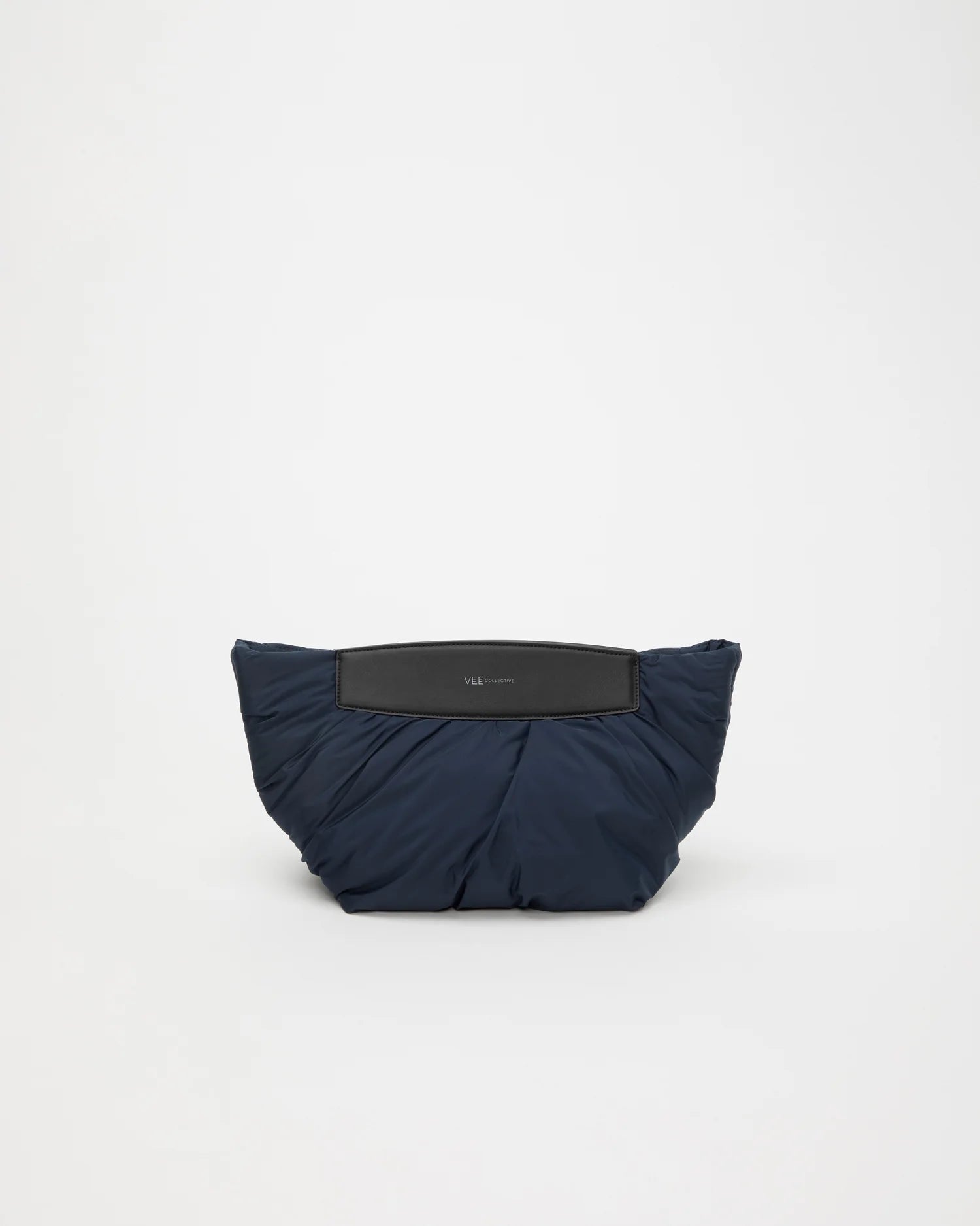 Front Image of the Caba Clutch Bag in Marine by Vee Collective.