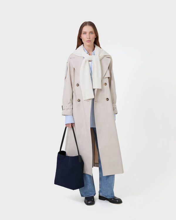 Essence Wool Vertical Tote Large Navy