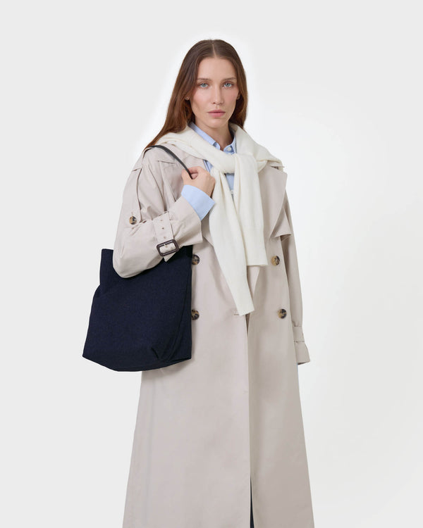 Essence Wool Vertical Tote Navy