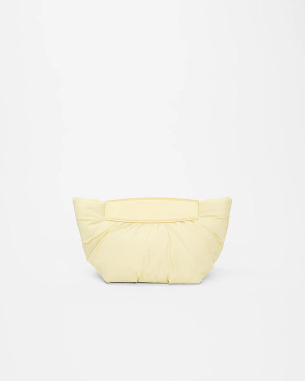 Front product shot of the Galvan x Vee Collective Caba Clutch Bag in buttermilk.