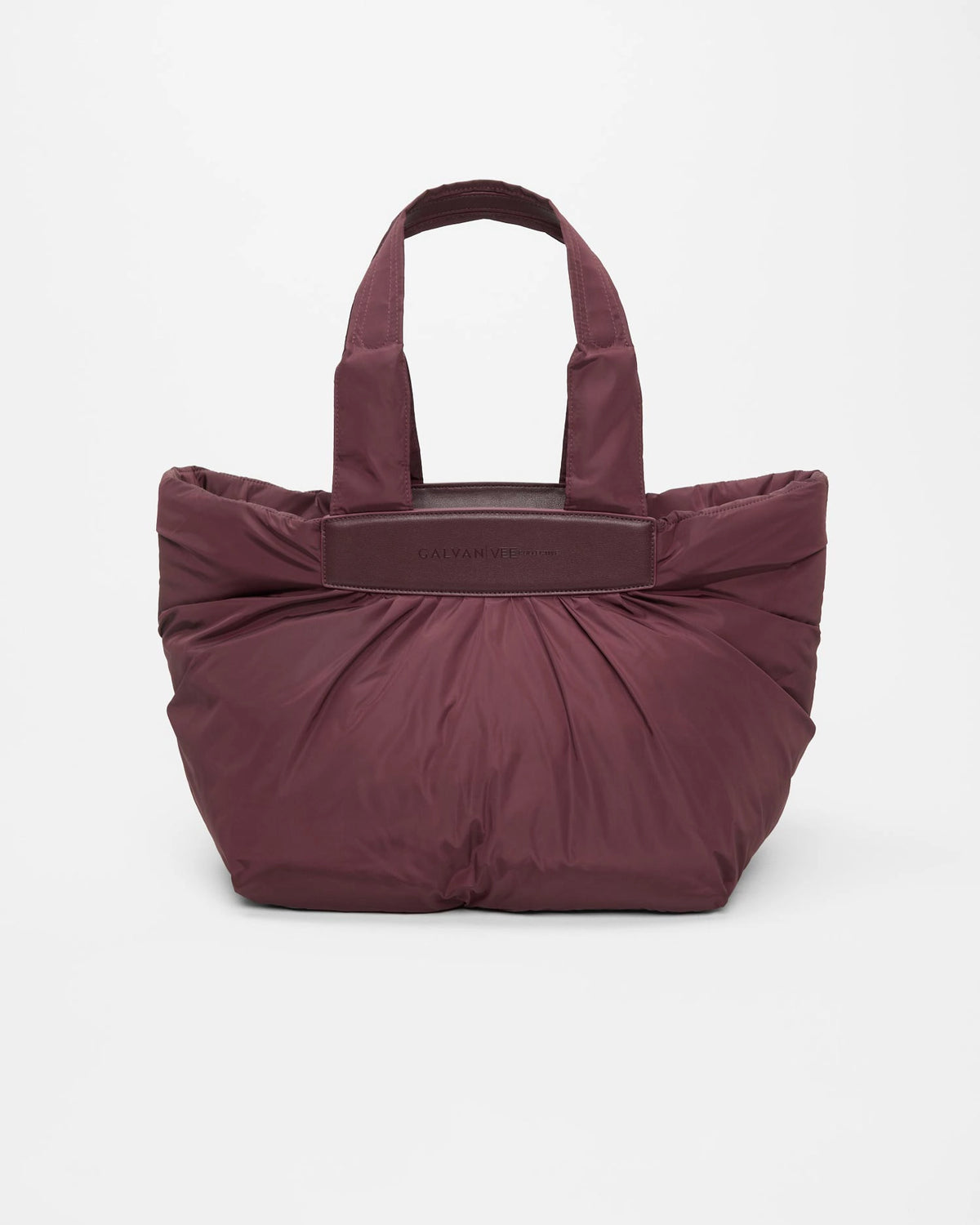 Front product shot of the Galvan x Vee Collective Caba Medium Tote Bag in mahogany.