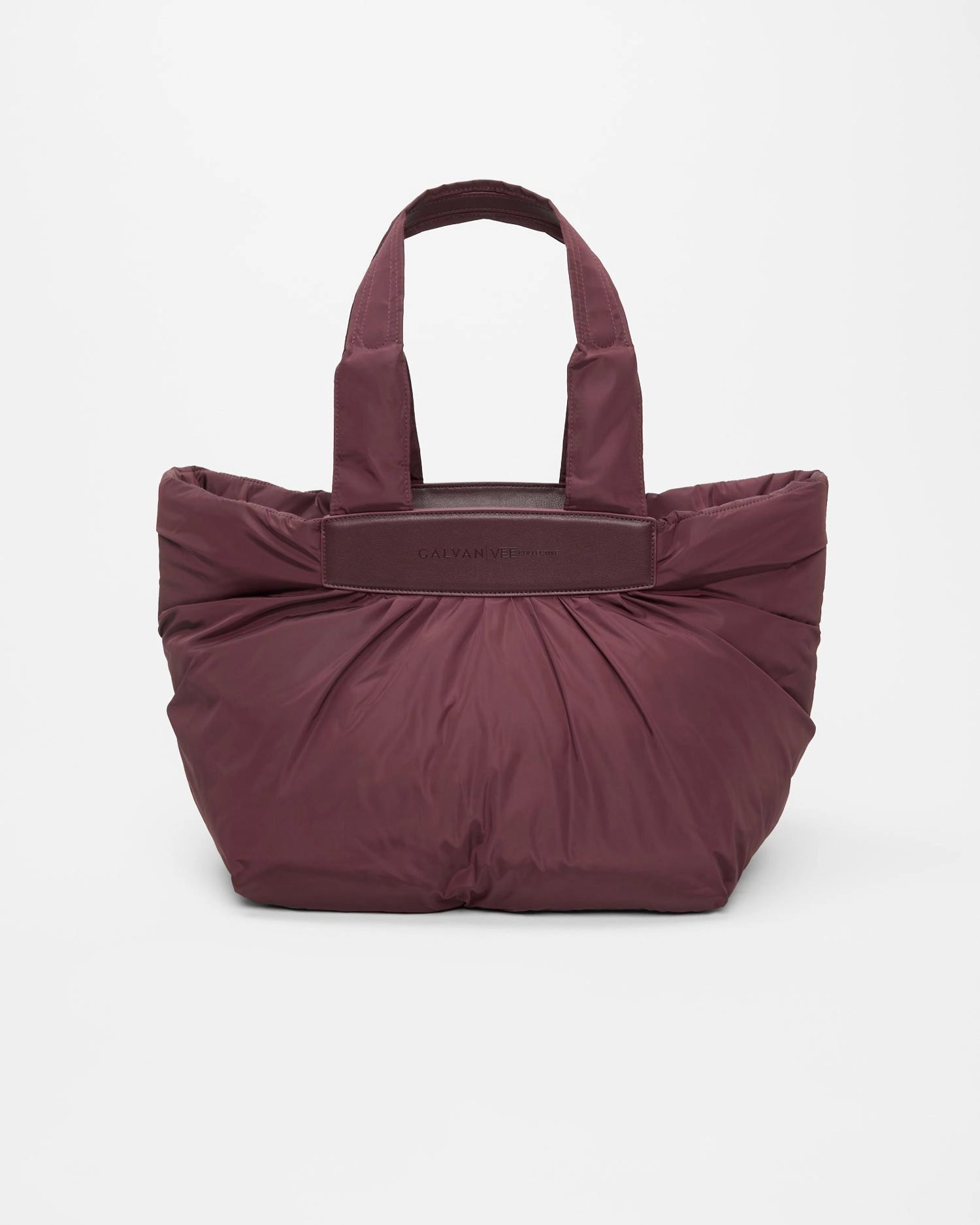 Front product shot of the Galvan x Vee Collective Caba Medium Tote Bag in mahogany.