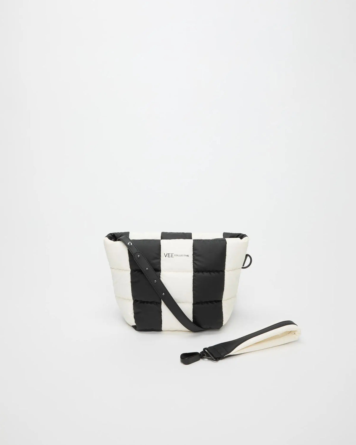 Porter Clutch Black - Marshmallow Stripes by VEE COLLECTIVE