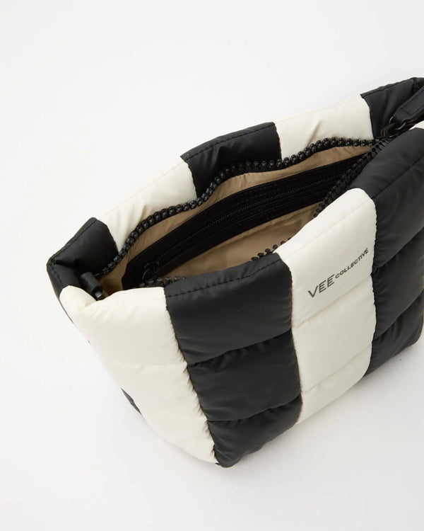 Porter Clutch Black - Marshmallow Stripes by VEE COLLECTIVE