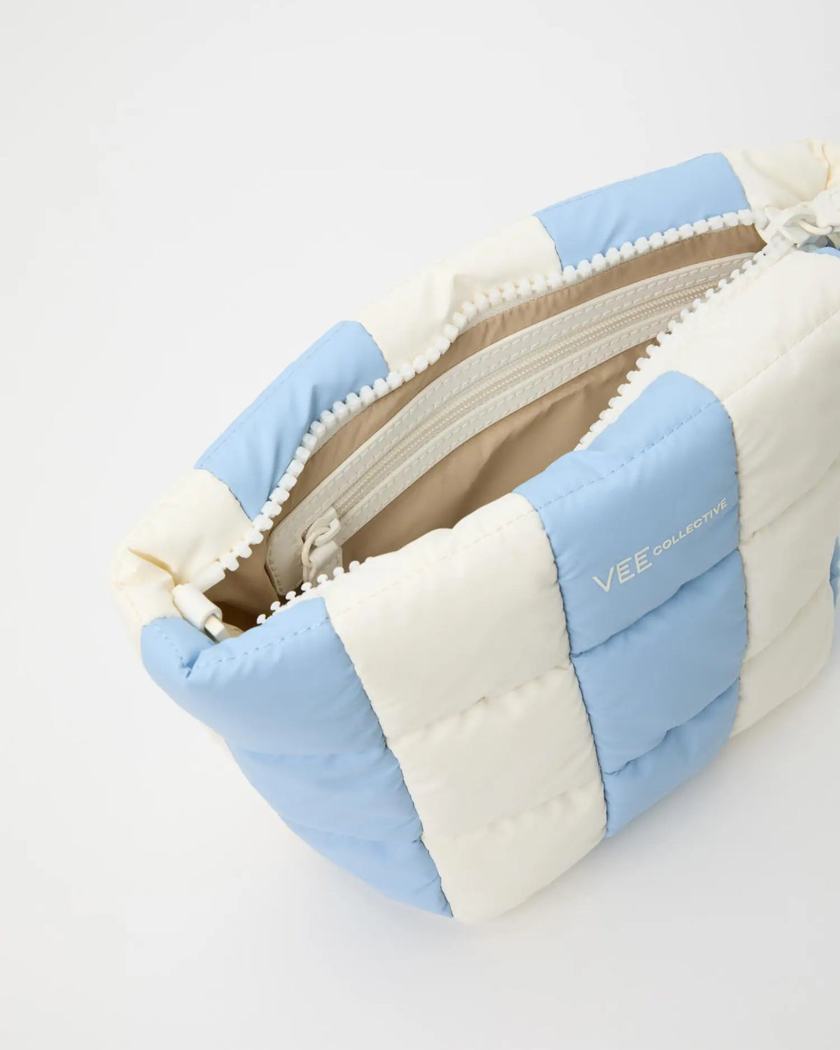 Porter Clutch Cerulean - Marshmallow Stripes by VEE COLLECTIVE