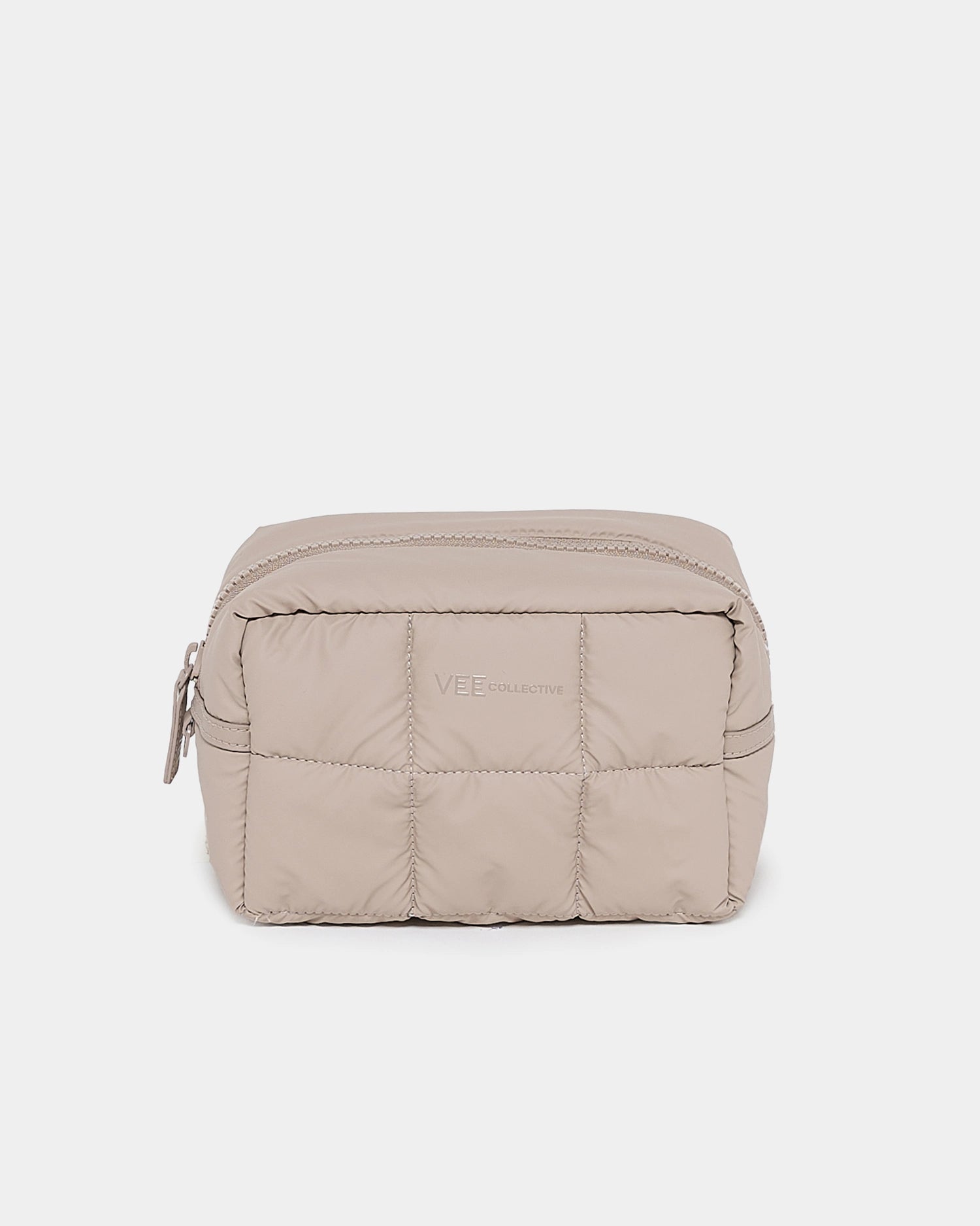 Porter Cosmetics Pouch Medium Mocha Meringue with a top zipper and soft padded exterior