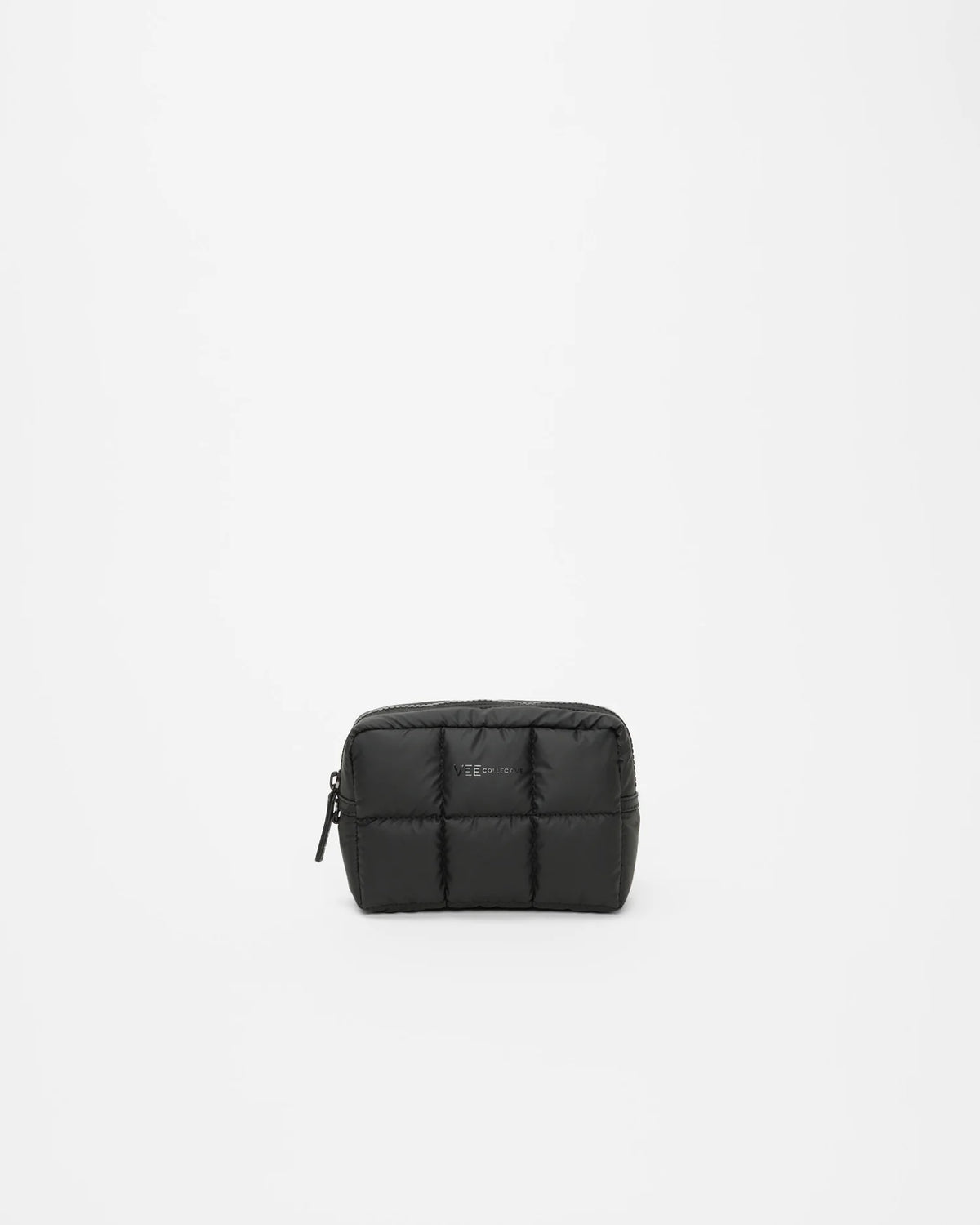 Porter Cosmetic Pouch Small in Matt Black, front view on white background, by Vee Collective.