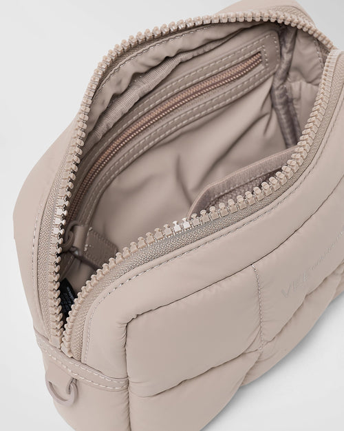 The Organizer Duo in Neutral compact quilted pouch with internal zip pockets