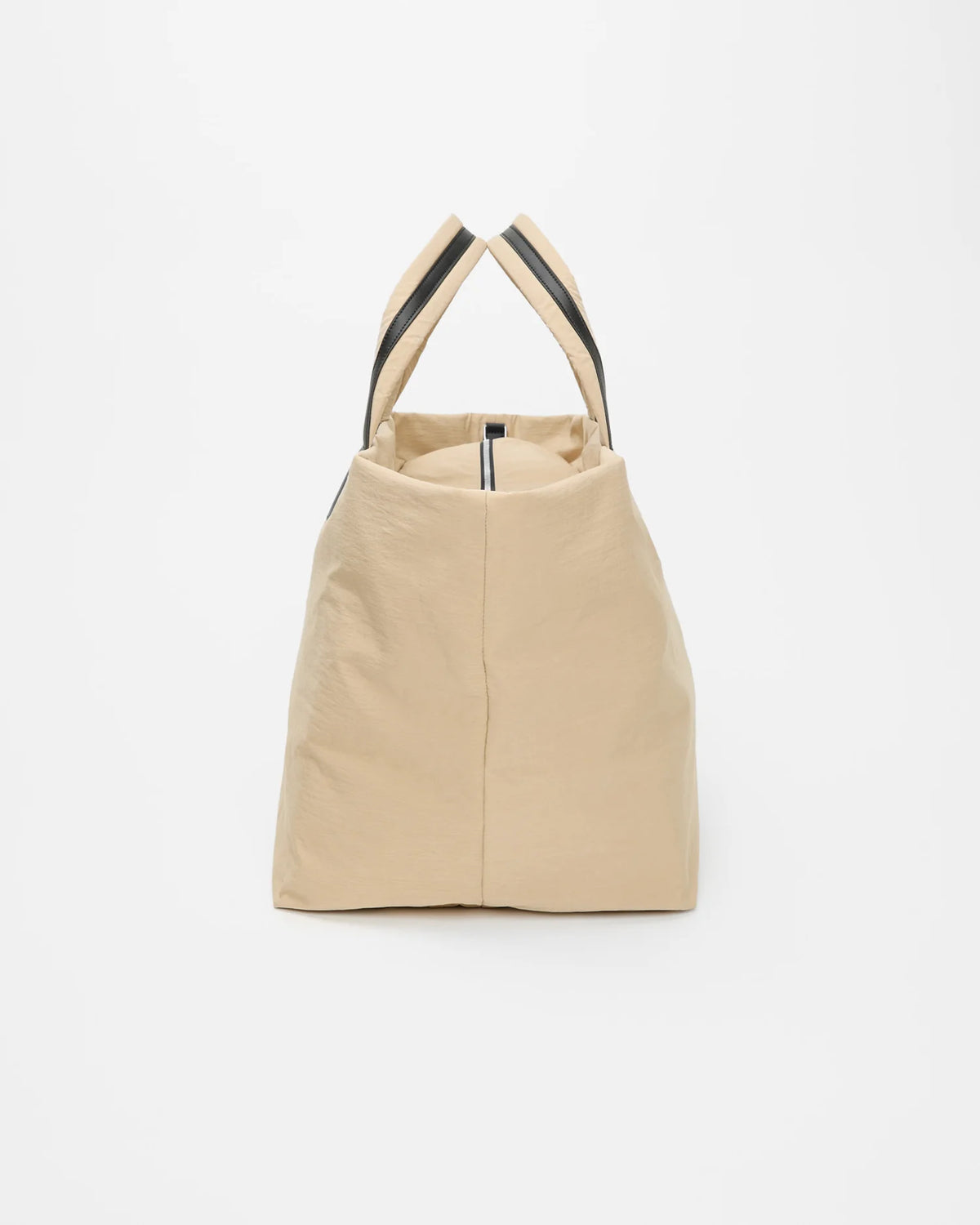Side view product image of the Porter Essence Weekender tote bag in Beige Trench by Vee Collective.