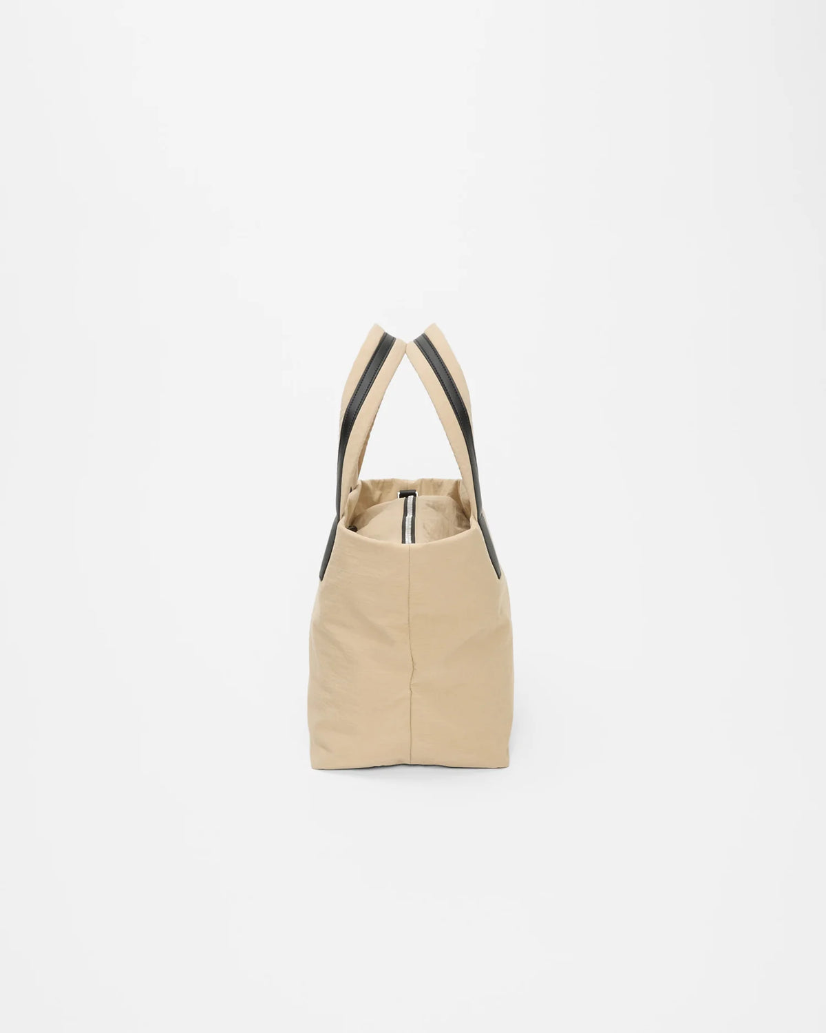 Side view product image of the Porter Essence Small tote bag in Beige Trench by Vee Collective.