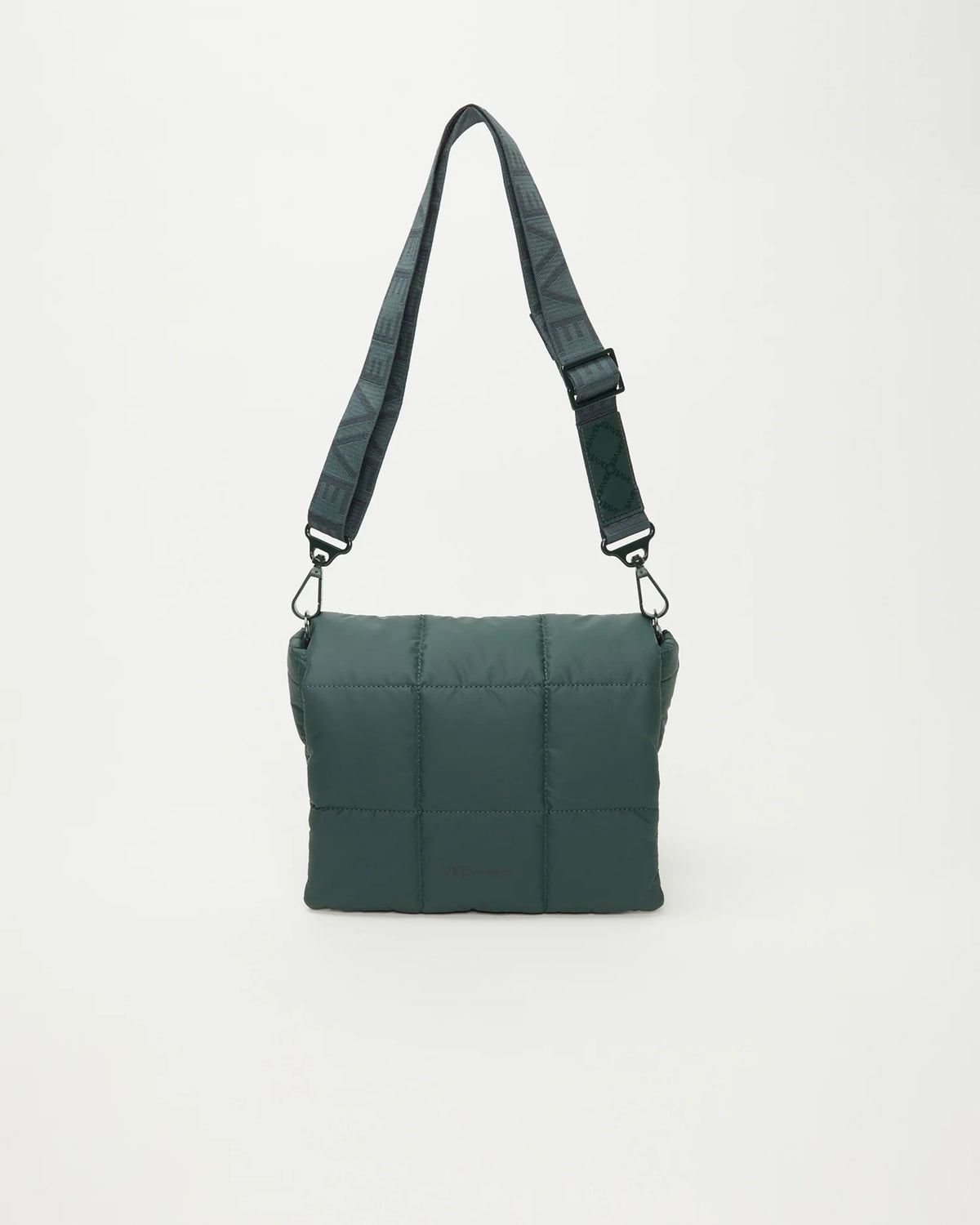 Front view of the Porter Messenger Crossbody Bag by Vee Collective in Bottle Green.