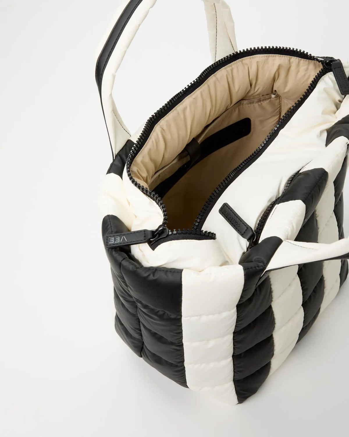 Porter Tote Medium Black Marshmallow Stripes