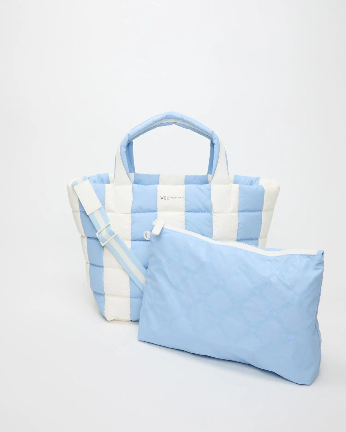 Porter Tote Medium Cerulean Marshmallow Stripes
