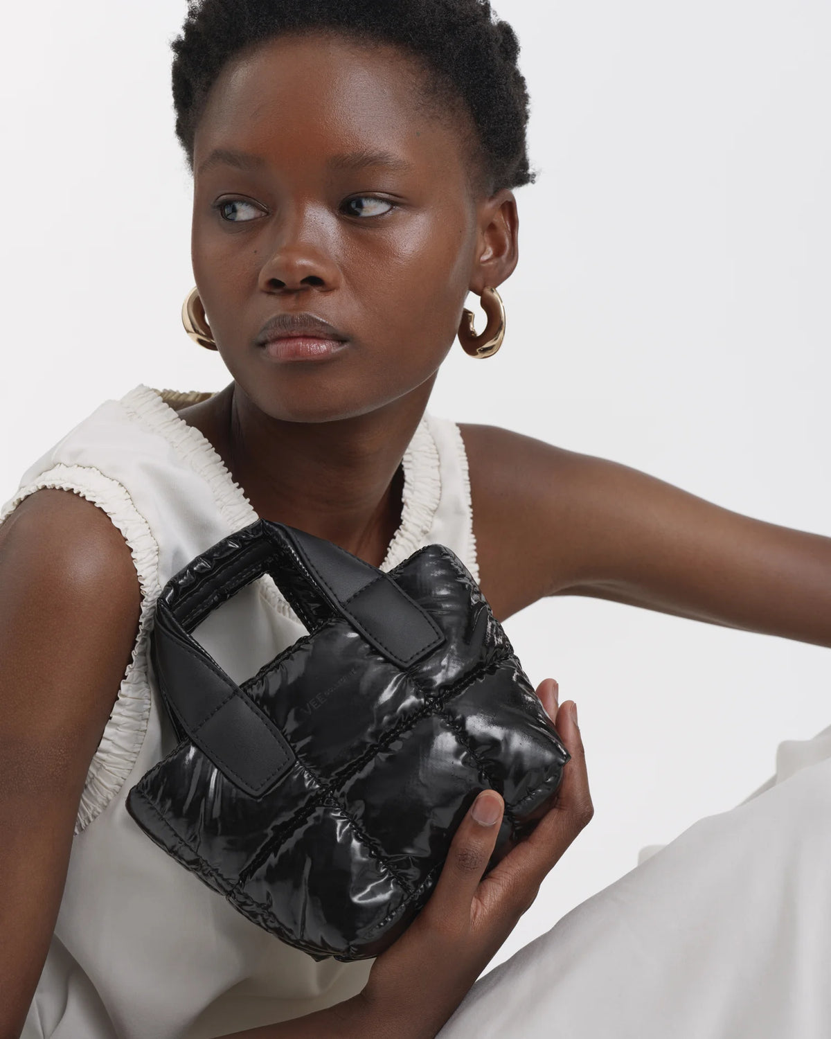 Porter Tote Micro Black Vinyl | Micro Tote Bags | VEE COLLECTIVE