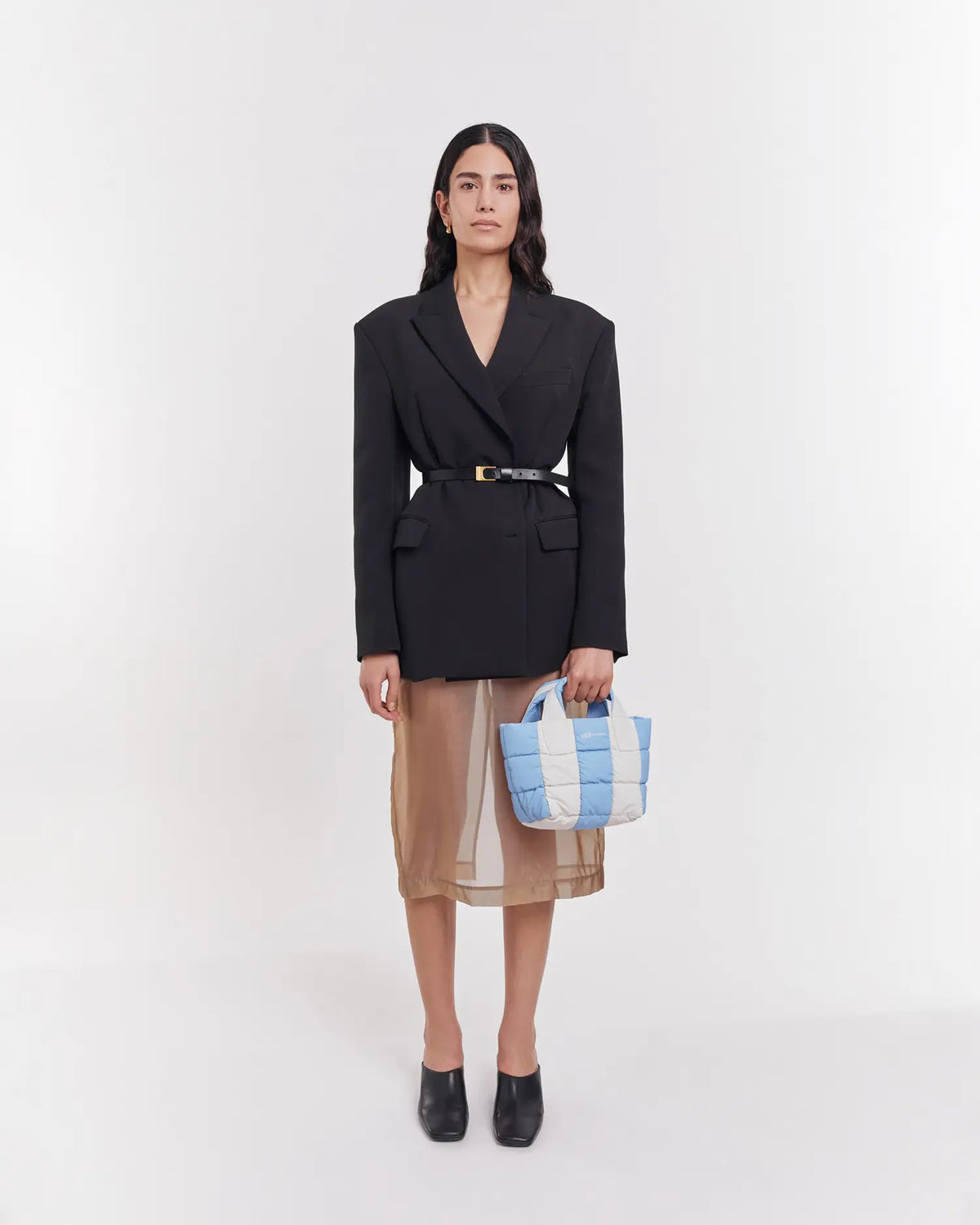 Porter Tote Mini Cerulean Marshmallow Stripes