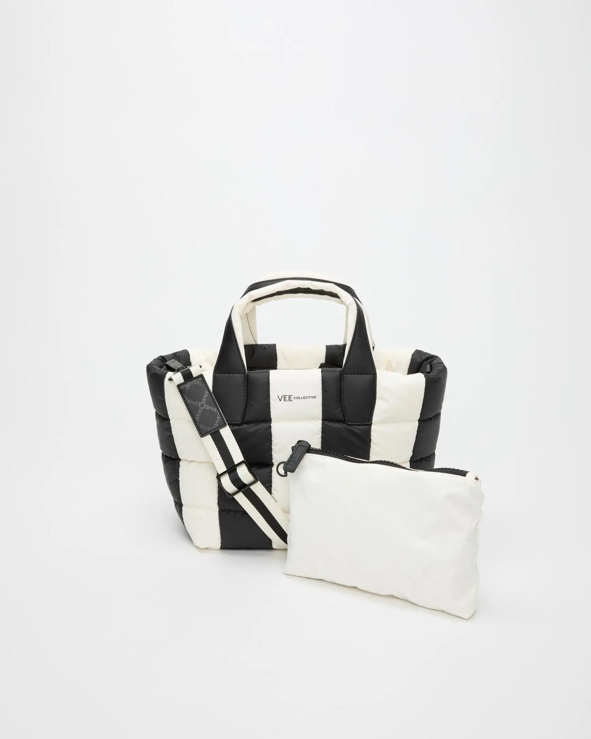 Porter Tote Small Black Marshmallow Stripes