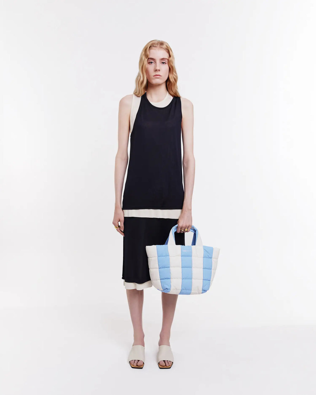Porter Tote Small Cerulean Marshmallow Stripes