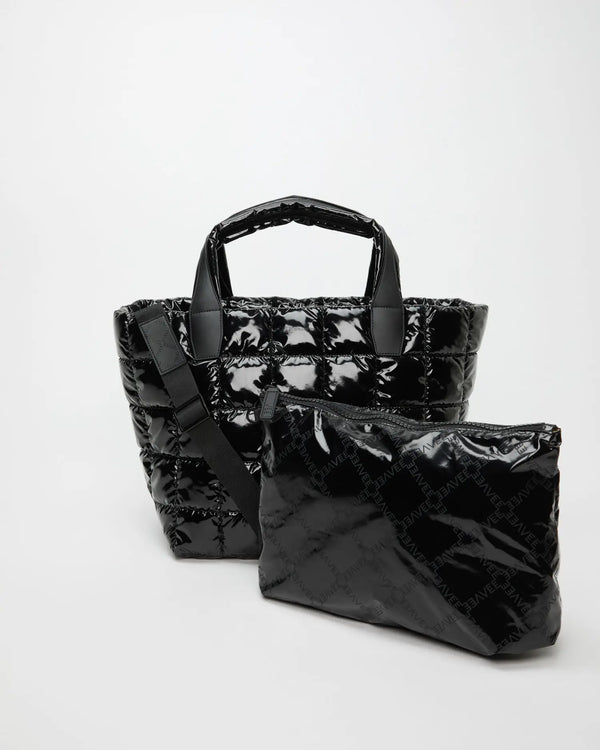 Porter Tote Medium Black Vinyl - VEE COLLECTIVE
