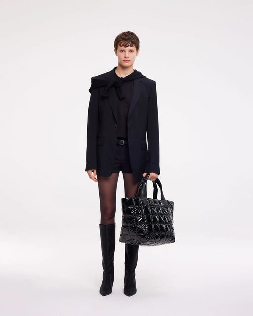Porter Tote Medium Black Vinyl - VEE COLLECTIVE