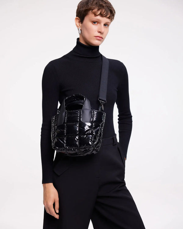 Porter Tote Mini Black Vinyl - VEE COLLECTIVE