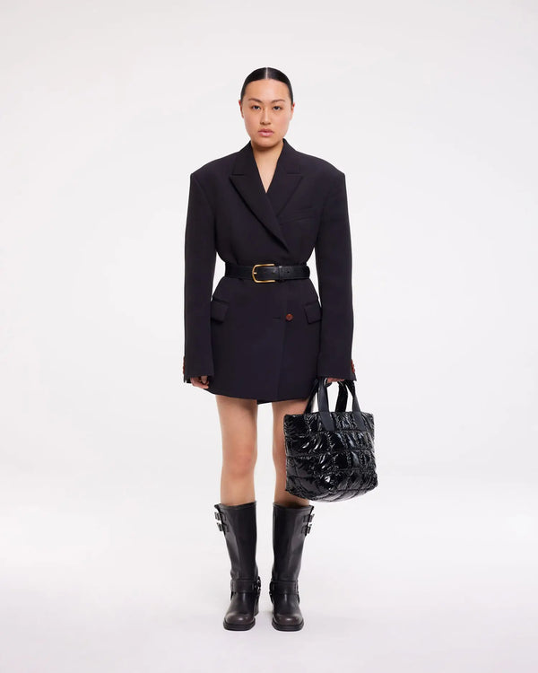 Porter Tote Small Black Vinyl - VEE COLLECTIVE
