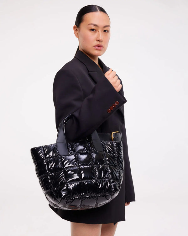 Porter Tote Small Black Vinyl - VEE COLLECTIVE
