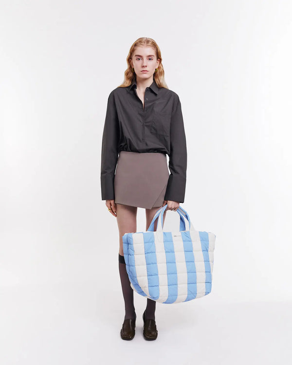 Porter Weekender Cerulean - Marshmallow Stripes by VEE COLLECTIVE