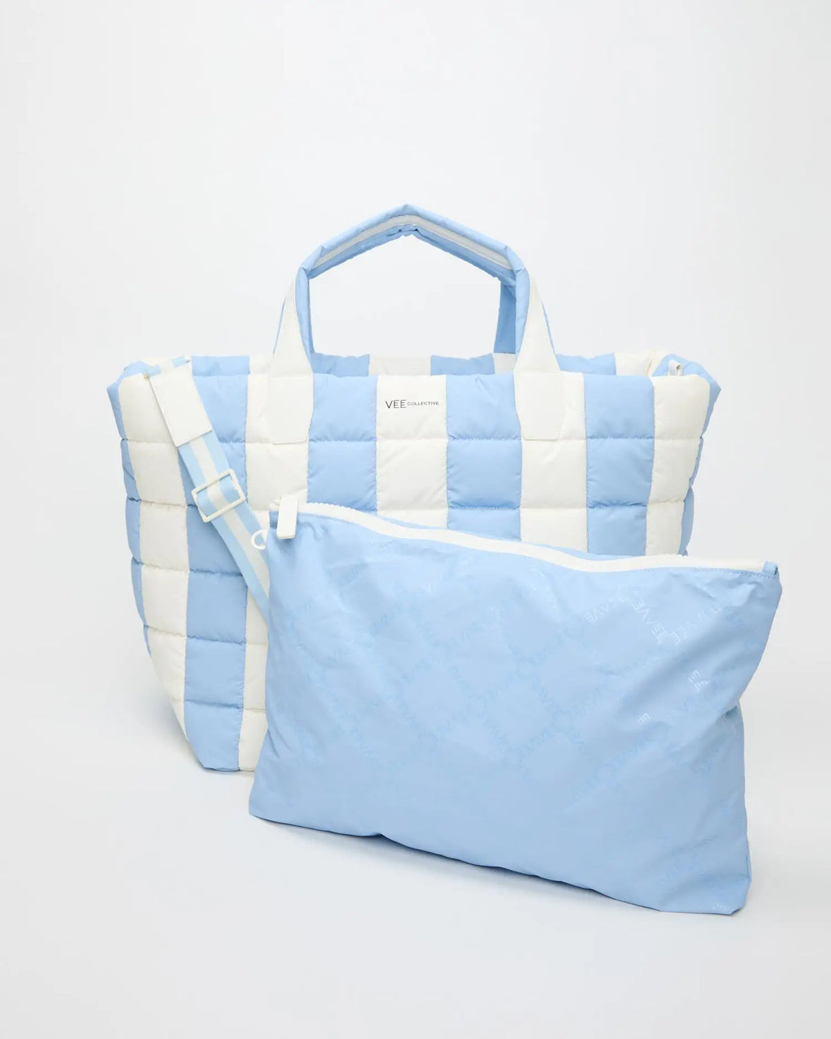 Porter Weekender Cerulean - Marshmallow Stripes by VEE COLLECTIVE
