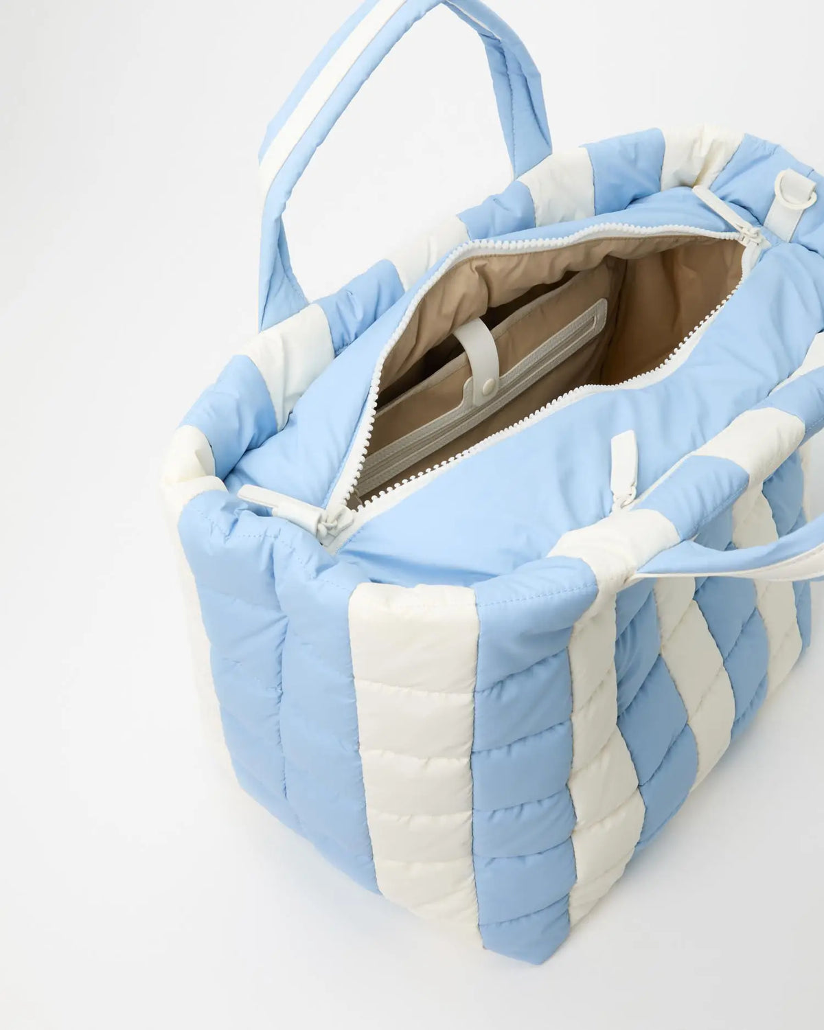 Porter Weekender Cerulean - Marshmallow Stripes by VEE COLLECTIVE