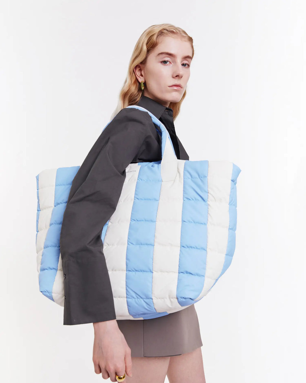 Porter Weekender Cerulean - Marshmallow Stripes by VEE COLLECTIVE
