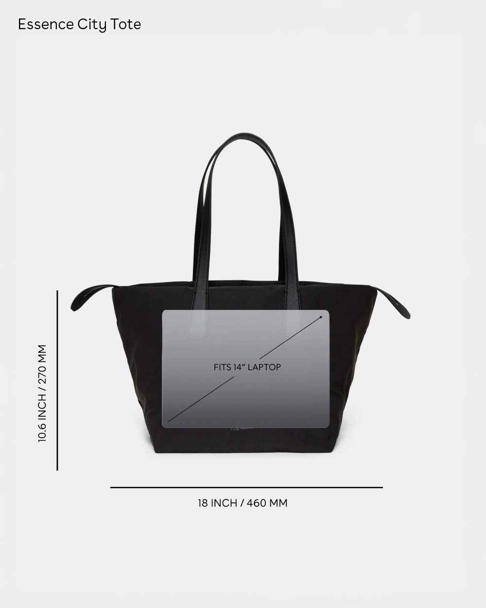 Size comparison banner, Essence City Tote medium