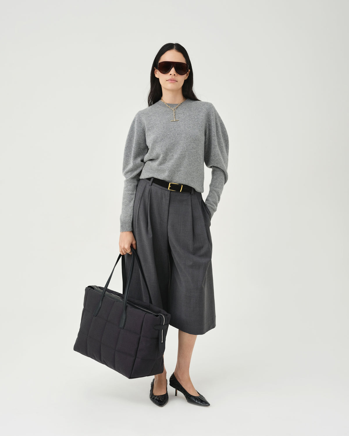 Tela Tote Large Black Canvas
