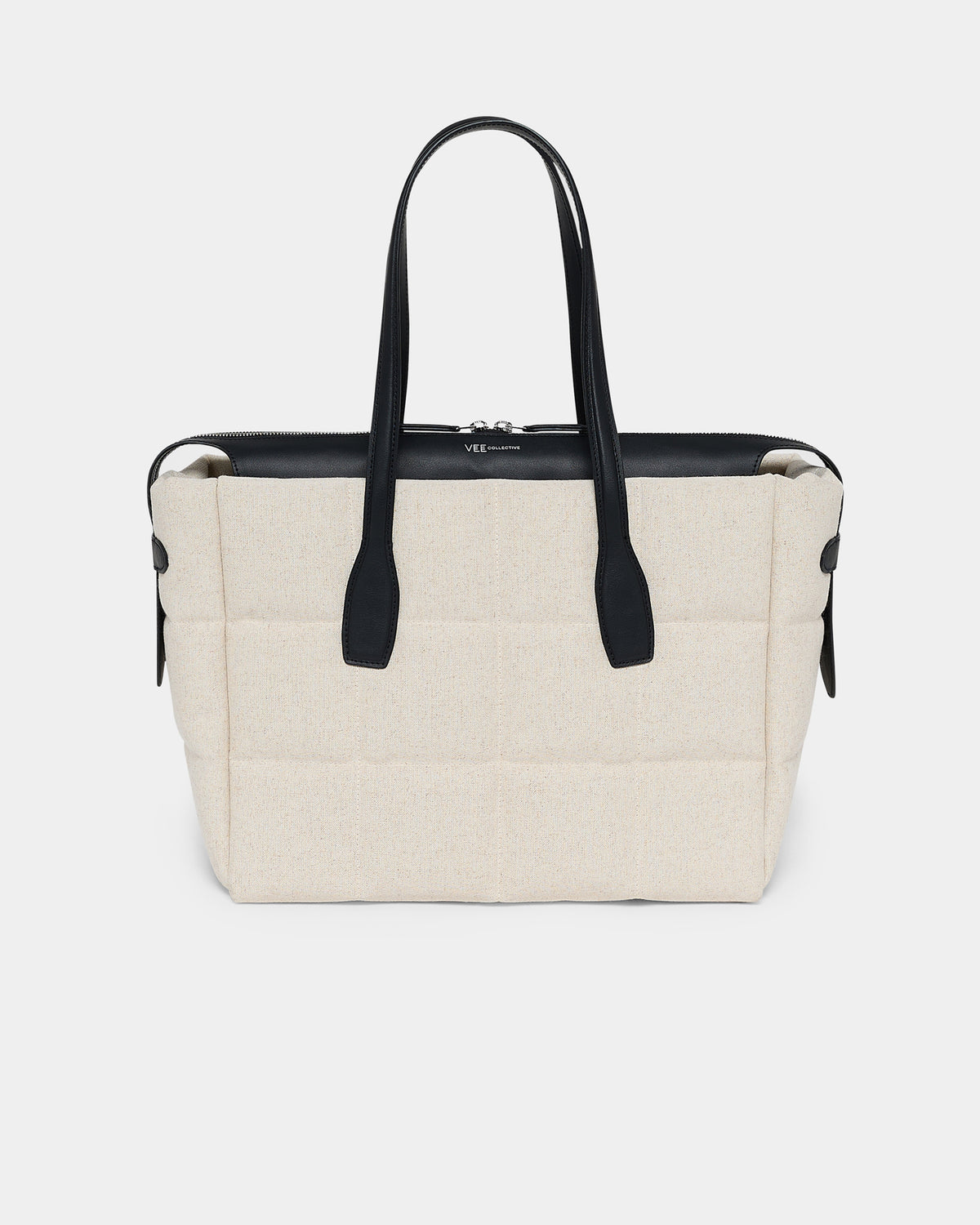 Tela Tote Medium Natural Black Canvas