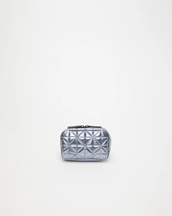Front view of the Vee Belt Bag in Icy Silver by Vee Collective.